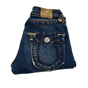True Religion Rare Y2K Straight Leg Dark Blue Flap Pocket Low Rise Jeans